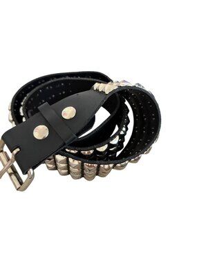 Funk Plus Unisex Pyramid Metal Studded Belt Size Large Black Leather Bold Punk